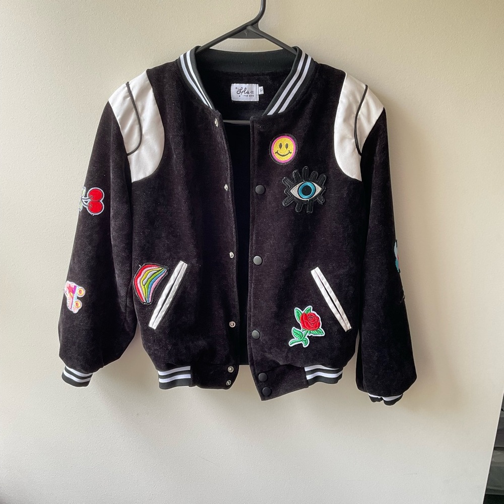 Lola + The Boys Black and White Varsity Jacket